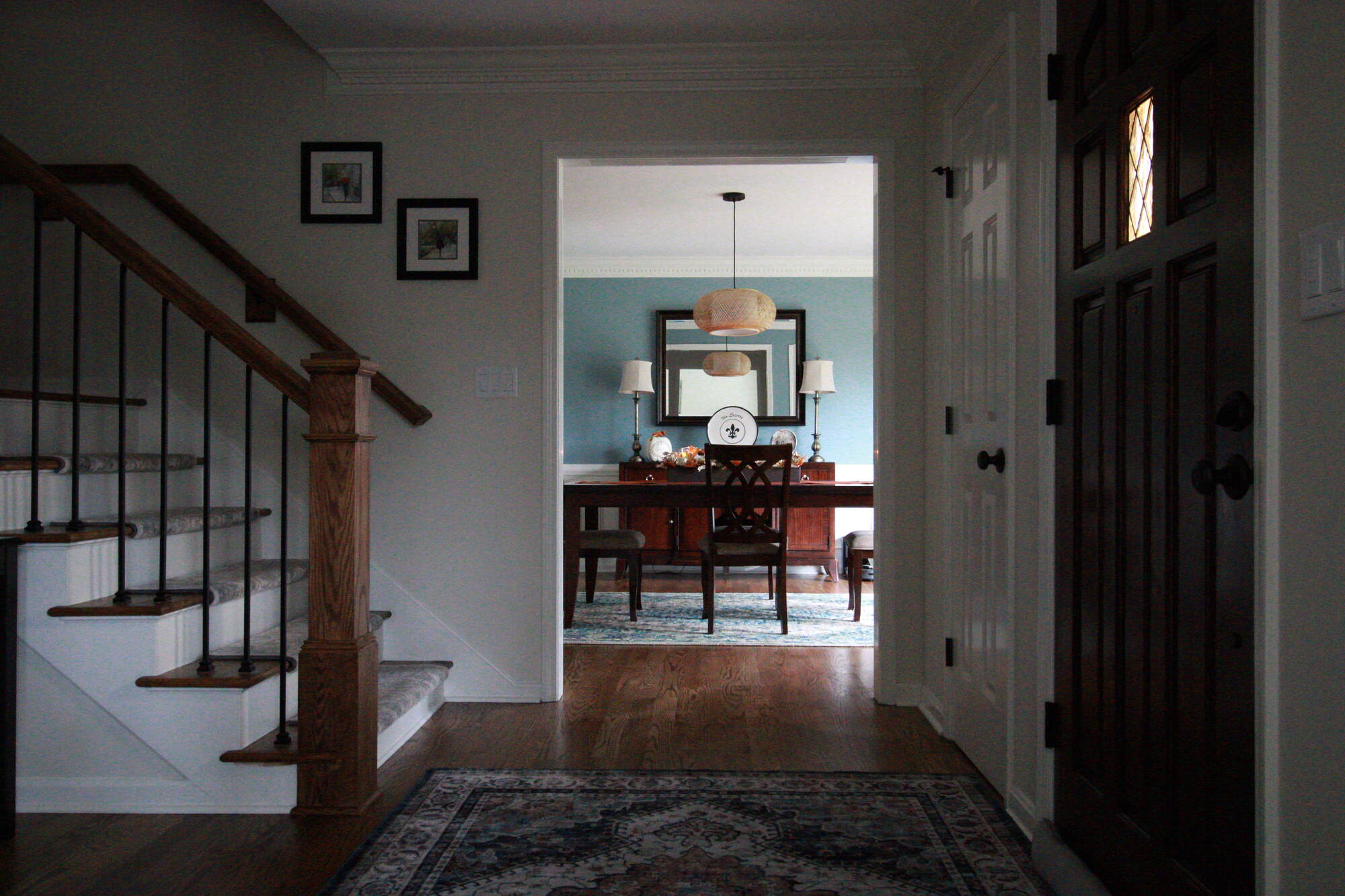 View from entryway to formal dining room in custom Louisville, KY home by Trade Works Remodeling