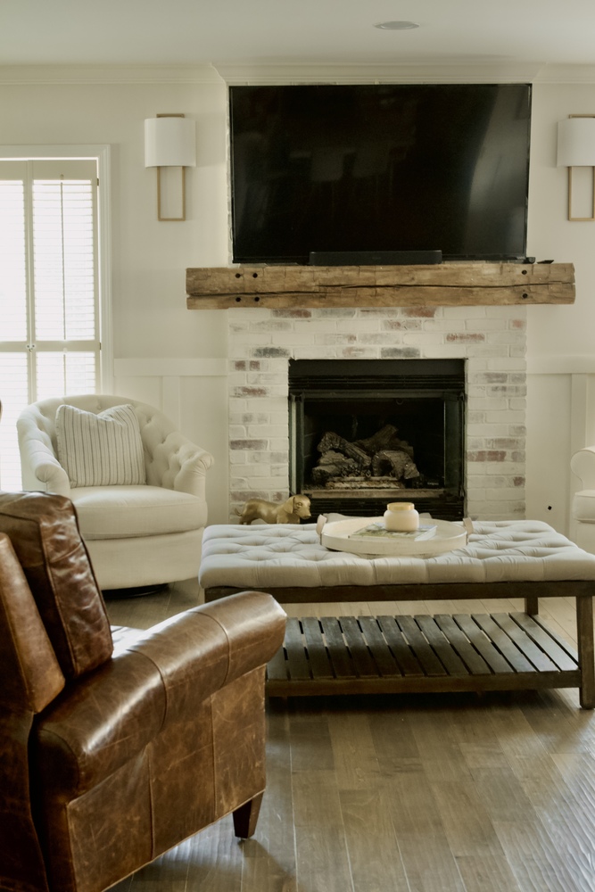 Cozy living room with fireplace update by Trade Works Remodeling in Indian Hills, KY