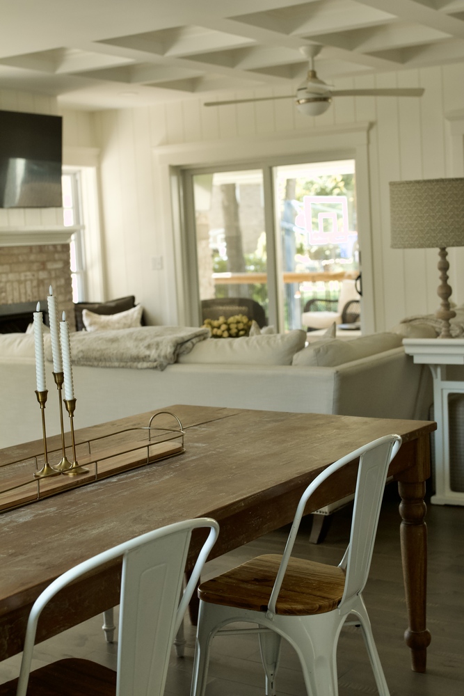 Custom dining area with rustic wood table by Trade Works Remodeling in Owl Creek, KY