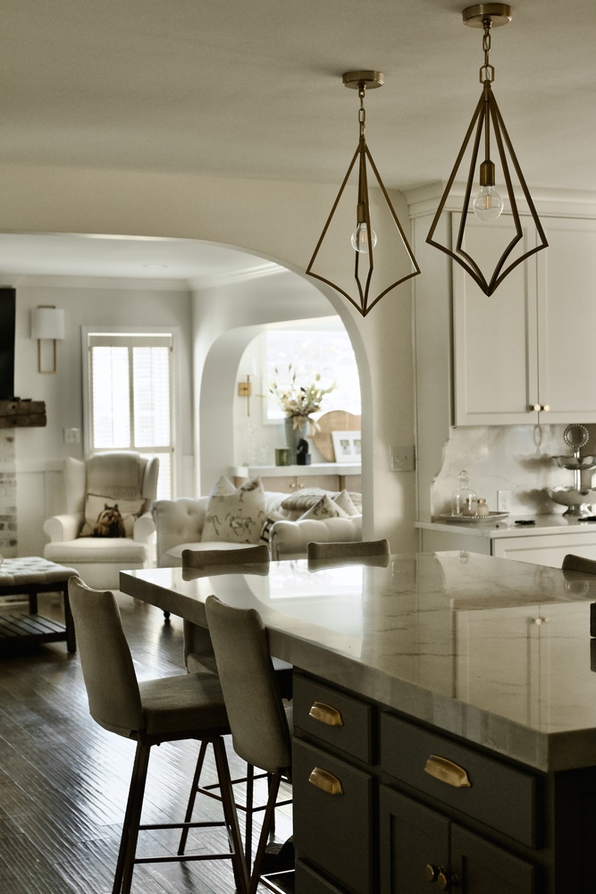 Trade Works Remodeling custom kitchen island with marble countertop in Louisville, KY