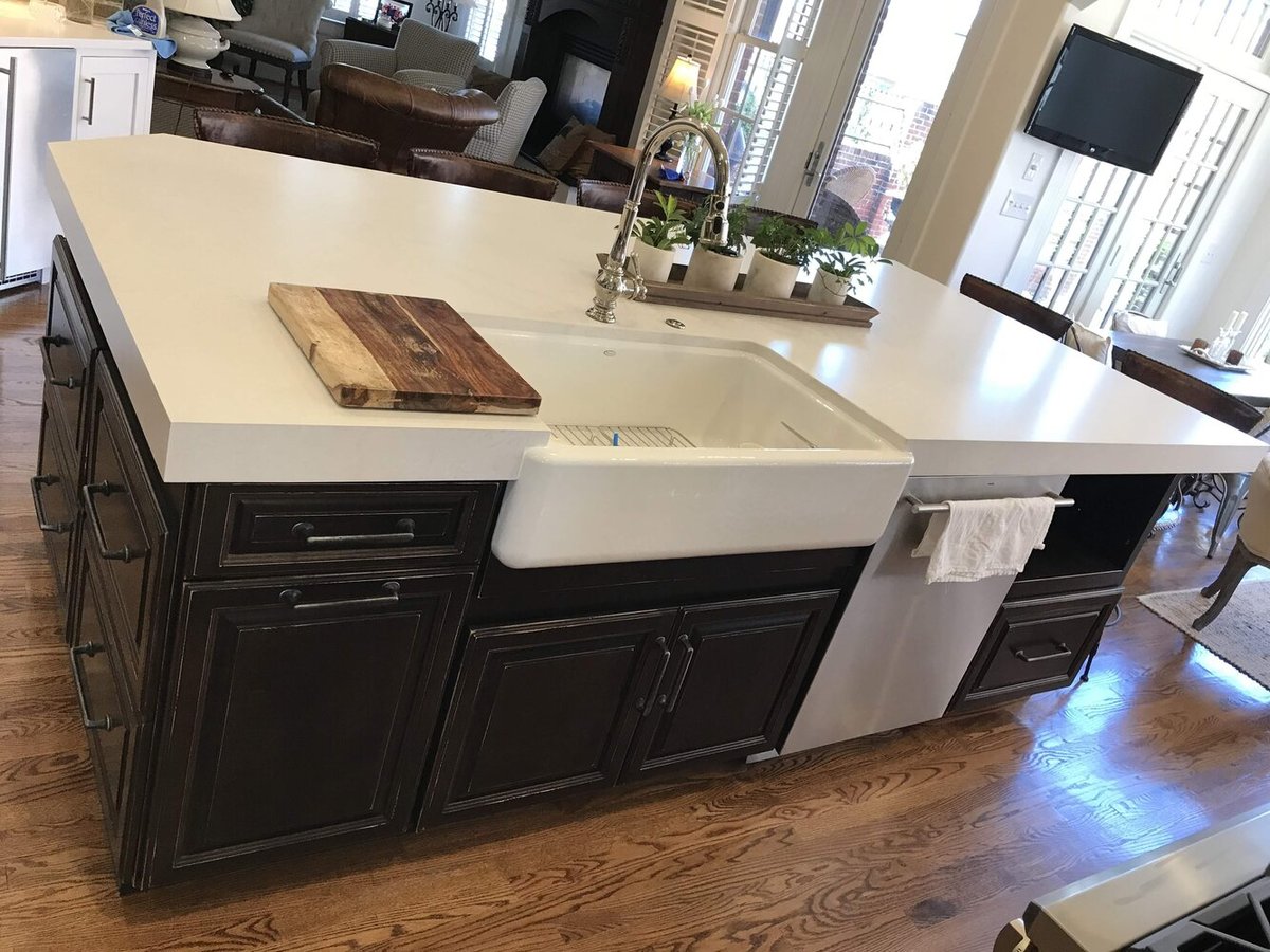 Spacious custom kitchen design with quartz island by Trade Works Remodeling in Crestwood, KY
