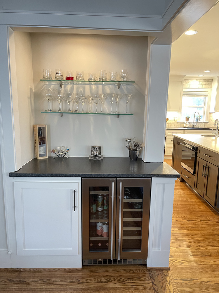 Kitchen and bar area renovation with modern storage in Green Spring, KY by Trade Works Remodeling