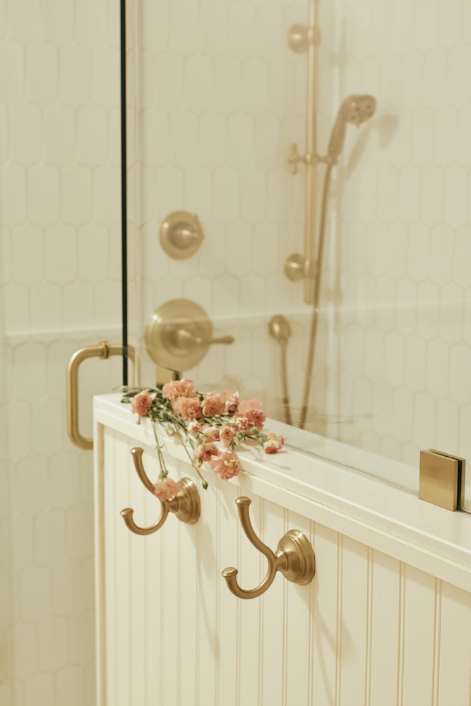Luxury bathroom with glass shower door by Trade Works Remodeling in Owl Creek, KY